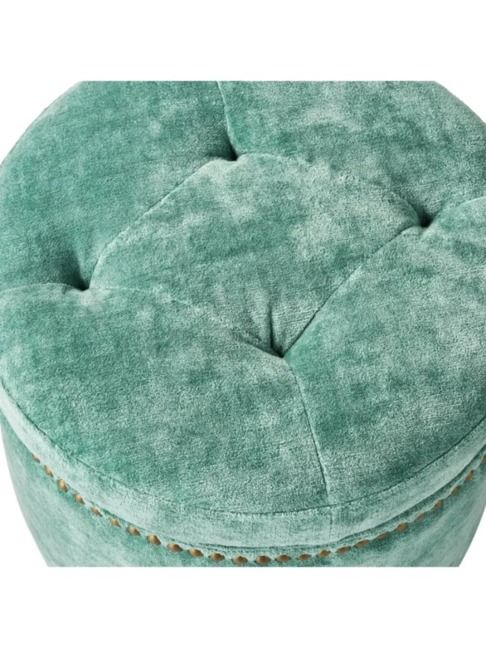 The Pioneer Woman Home Green Footstools Harper Round Velvet Storage Jade Ottoman